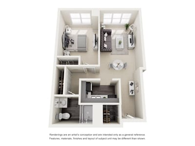 Architectural floor plan of a unit layout