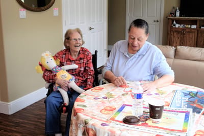 Residents enjoying a joyful moment during an activity