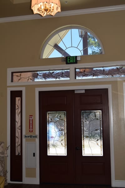 Entrance doors and window in a facility