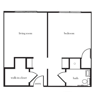 Architectural floor plan of a living space layout