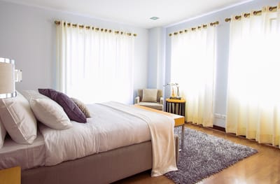 Bright and spacious bedroom in a senior living facility