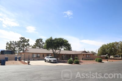 Exterior view of a single-story assisted living facility