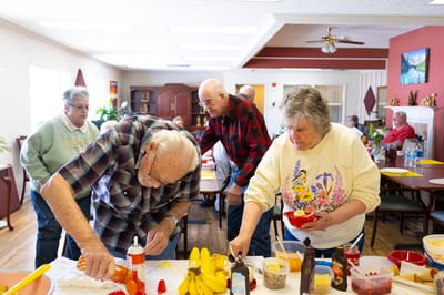 Residents engaged in an arts and crafts activity