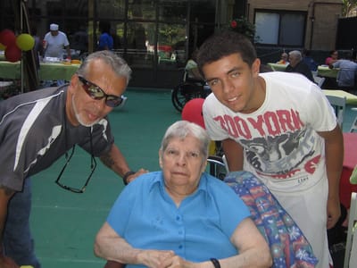 Residents enjoying outdoor activities with family