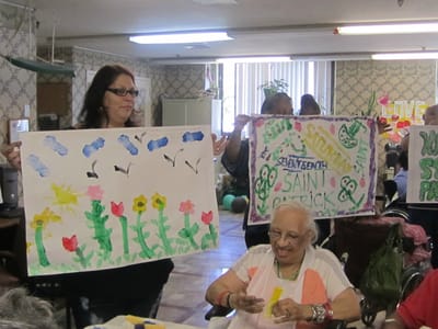 Residents engaging in an arts and crafts activity