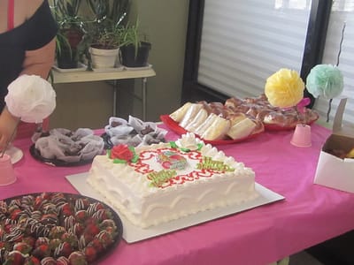 Decorated cake and treats for a celebration