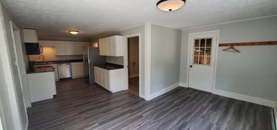 A simple interior view of a kitchen area