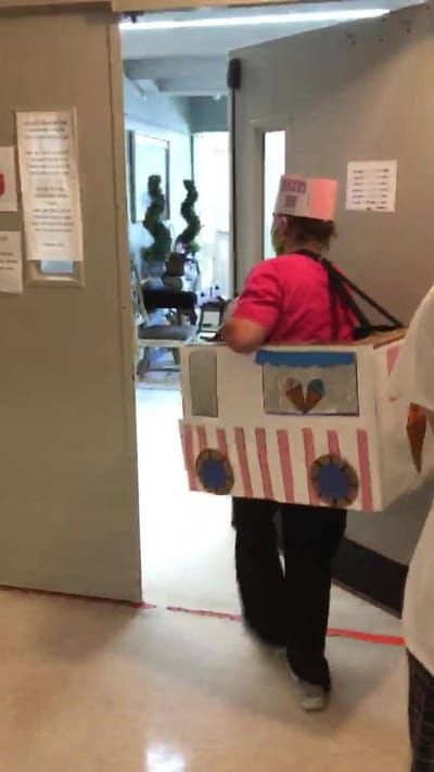Staff member in costume during a celebration