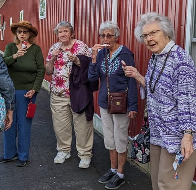 Residents enjoying ice cream outdoors