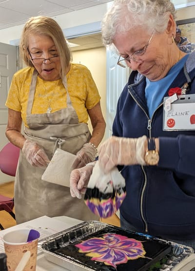 Residents engaging in an arts and crafts activity