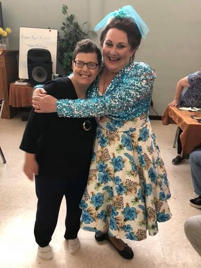 Residents enjoying a themed event with costumes