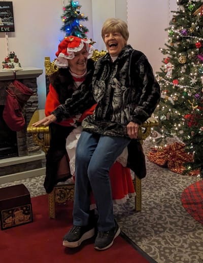Residents celebrating with festive decorations.