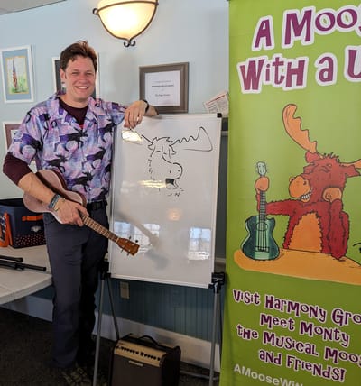 Resident engaging in a fun musical activity.