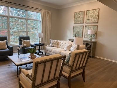 Cozy living area with comfortable seating and decor