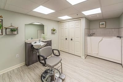 Interior view of a hair salon room in the facility