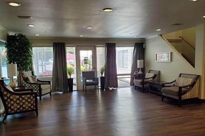 Common area with seating and natural light