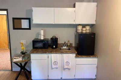 Cozy kitchenette area in a resident room