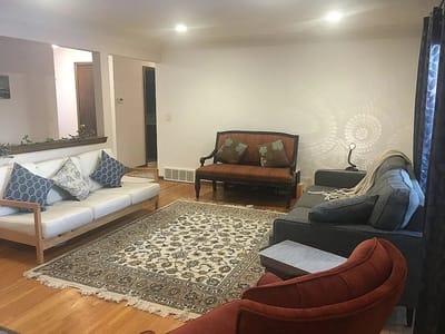 Cozy interior common area with seating and decor