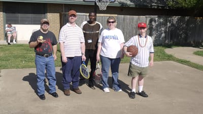 Group of residents enjoying outdoor activities.