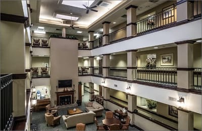 Interior view of a spacious common area
