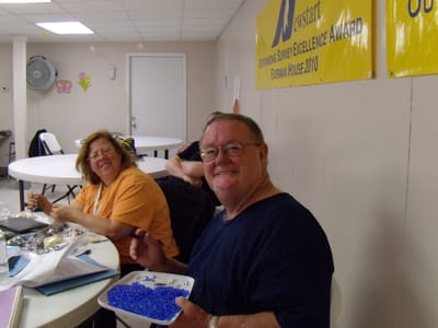 Residents engaging in arts and crafts activity.