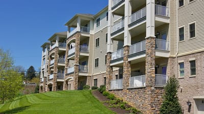 Exterior view of residential units with landscaping