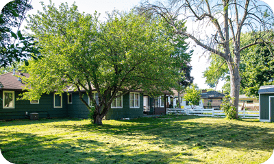 Outdoor view of a green space near the facility