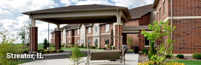 Exterior view of Evergreen Living facility entrance.