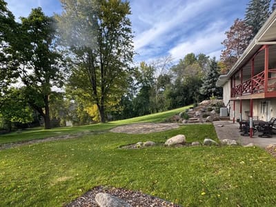 Exterior view of the assisted living facility with outdoor space