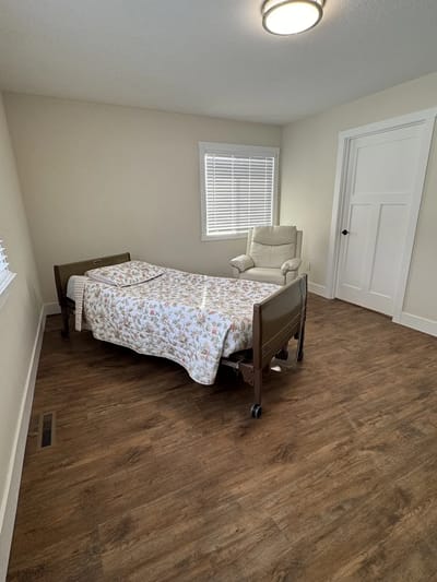 Bright interior of a private resident room
