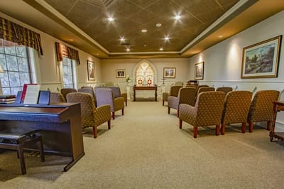 Bright interior common area with seating