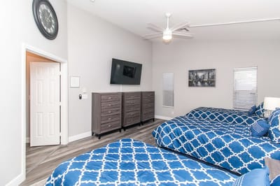 A well-furnished shared resident room with two beds