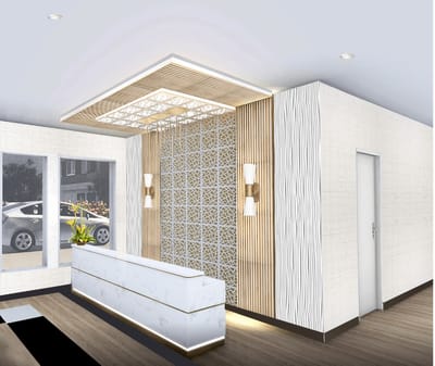 Interior lobby with modern design elements