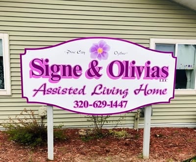 Sign for Signe & Olivas Assisted Living Home