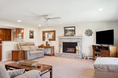 Cozy common area with seating and decor.
