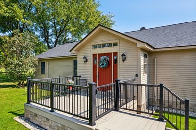 Exterior view of a residential building with a welcoming entrance.
