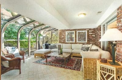 Bright and inviting common area with seating.