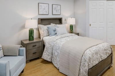 A beautifully decorated private resident room