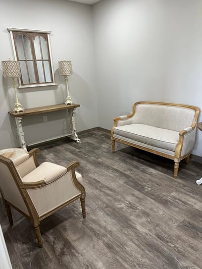 Cozy interior seating area with vintage furniture
