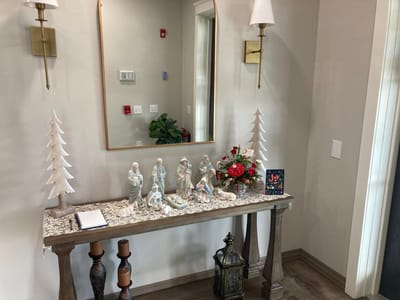 Decorative table setup in a common area