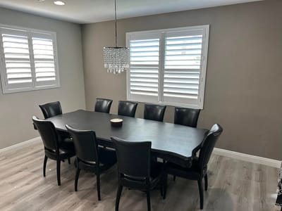 Dining room with a large table and chairs