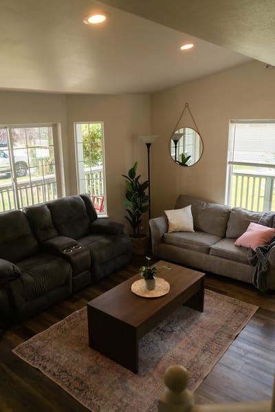 Cozy lounge area in a senior living facility