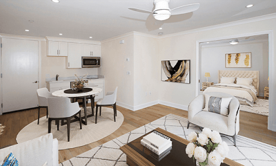 Bright and modern interior of a resident room