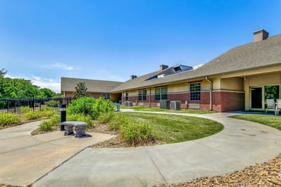 Outdoor space with landscaped garden and pathways