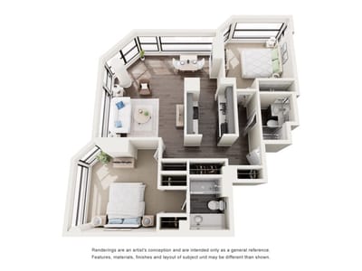 Architectural floor plan of a resident unit layout