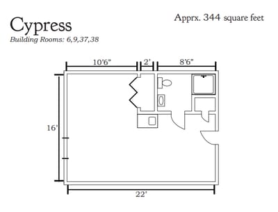Architectural floor plan of a resident room