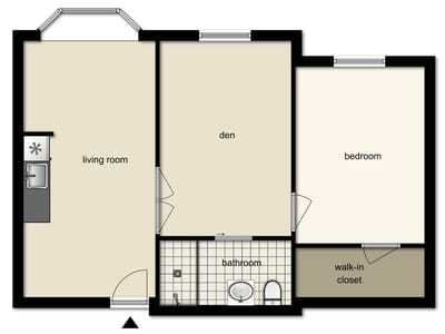 Architectural floor plan of a residential unit