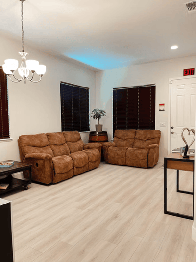 Comfortable seating area in a common room