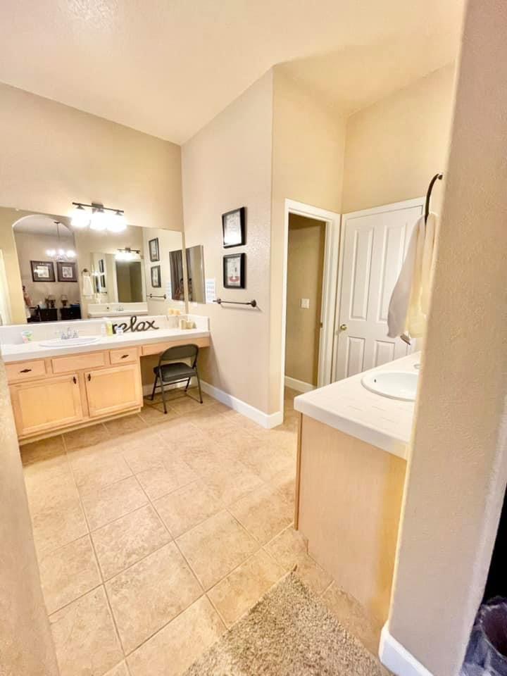 Bright interior view of a bathroom with relaxing decor