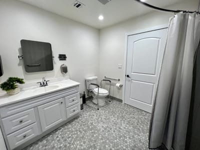 Clean and modern bathroom with accessible features